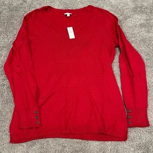 Talbots Red V-neck Sweater - MEDIUM